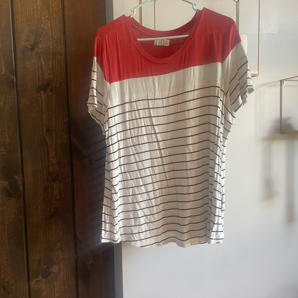 Maurices Red and White Striped Short Sleeve Tee